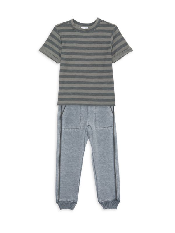 Splendid Baby Boy's Maverick 2-Piece Striped Tee & Heathered Joggers